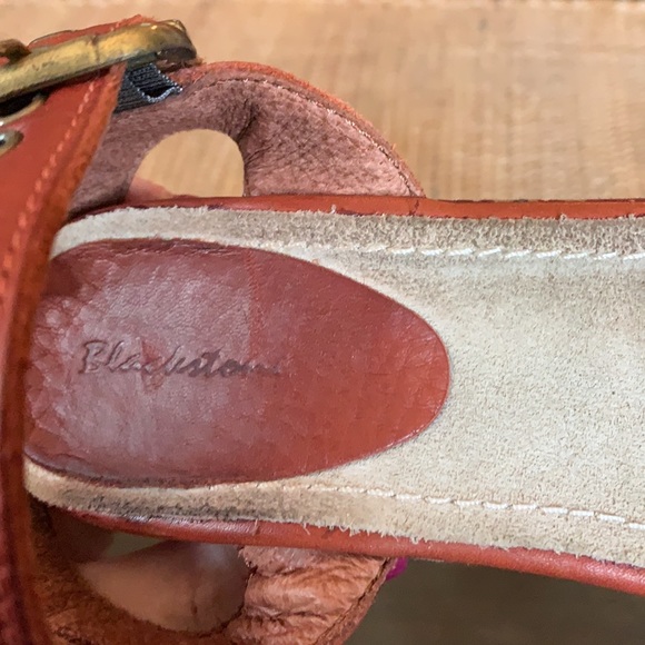 Blackstone Floral Print Wedge Leather Sandal Size 38/7.5 - Picture 10 of 11